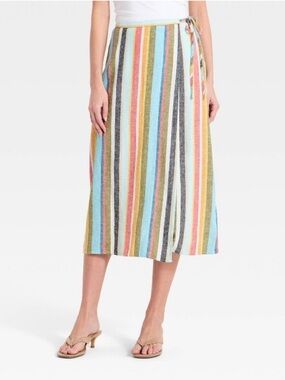 NEW a new day midi linen wrap skirt Small S PERFECT